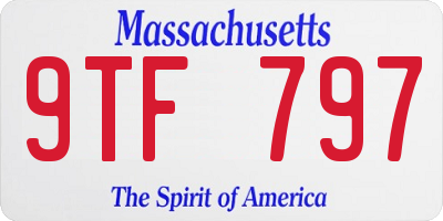 MA license plate 9TF797