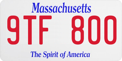 MA license plate 9TF800