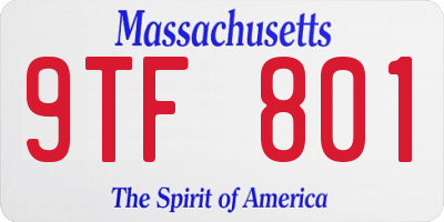 MA license plate 9TF801