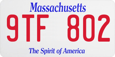 MA license plate 9TF802