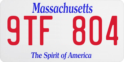 MA license plate 9TF804