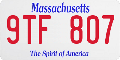MA license plate 9TF807