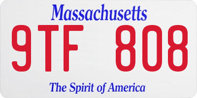 MA license plate 9TF808