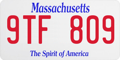 MA license plate 9TF809