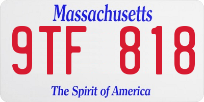 MA license plate 9TF818