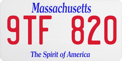MA license plate 9TF820