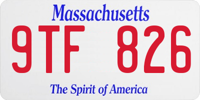 MA license plate 9TF826