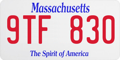 MA license plate 9TF830