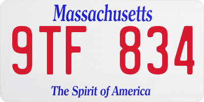 MA license plate 9TF834