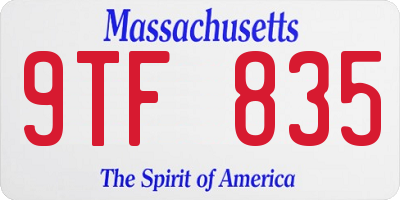 MA license plate 9TF835