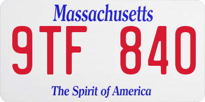 MA license plate 9TF840