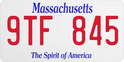 MA license plate 9TF845