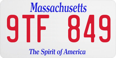 MA license plate 9TF849