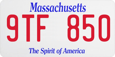 MA license plate 9TF850