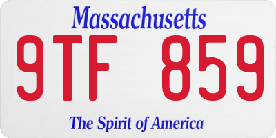 MA license plate 9TF859