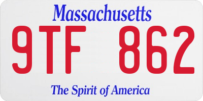 MA license plate 9TF862