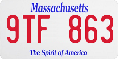 MA license plate 9TF863