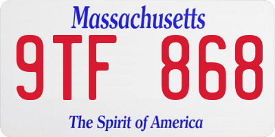 MA license plate 9TF868