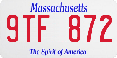 MA license plate 9TF872