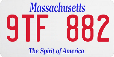 MA license plate 9TF882