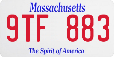 MA license plate 9TF883