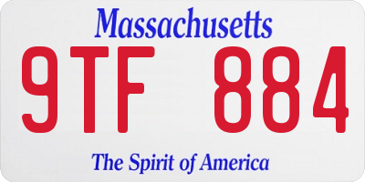 MA license plate 9TF884