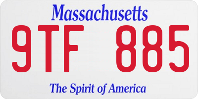MA license plate 9TF885