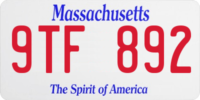 MA license plate 9TF892