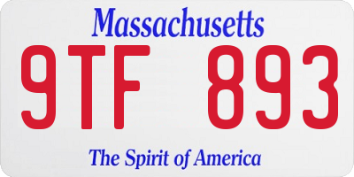 MA license plate 9TF893