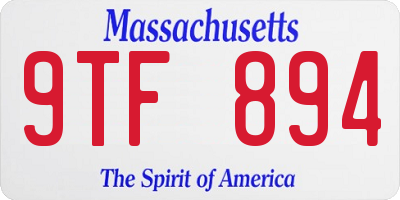MA license plate 9TF894