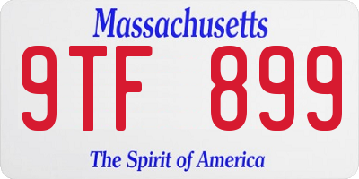 MA license plate 9TF899