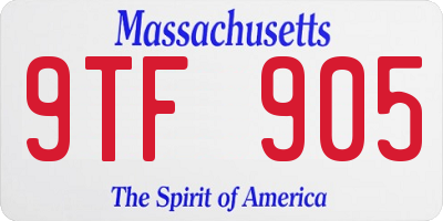 MA license plate 9TF905