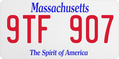 MA license plate 9TF907