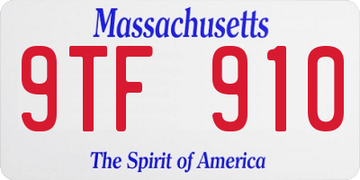 MA license plate 9TF910