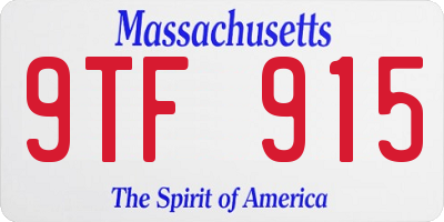 MA license plate 9TF915