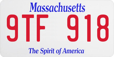 MA license plate 9TF918