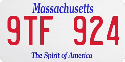 MA license plate 9TF924