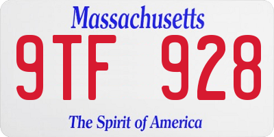 MA license plate 9TF928