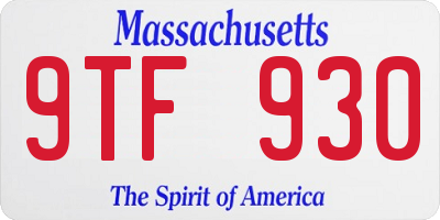 MA license plate 9TF930