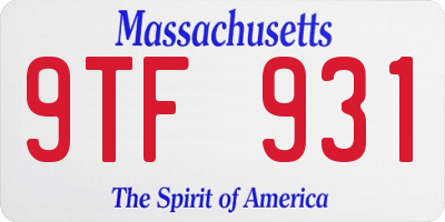 MA license plate 9TF931