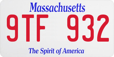 MA license plate 9TF932