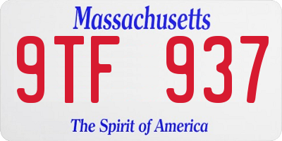 MA license plate 9TF937