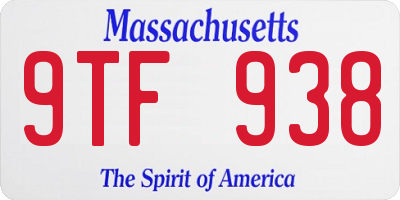 MA license plate 9TF938
