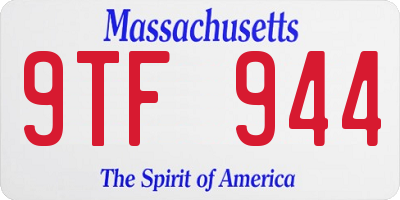 MA license plate 9TF944