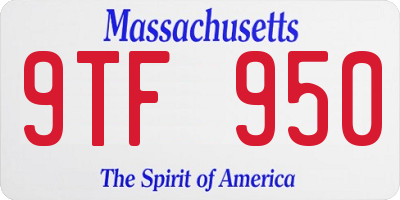 MA license plate 9TF950