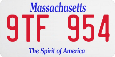 MA license plate 9TF954
