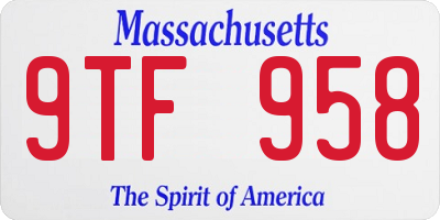 MA license plate 9TF958