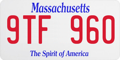 MA license plate 9TF960