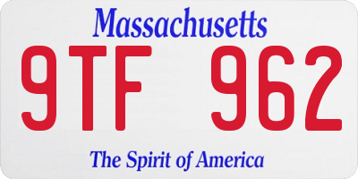 MA license plate 9TF962
