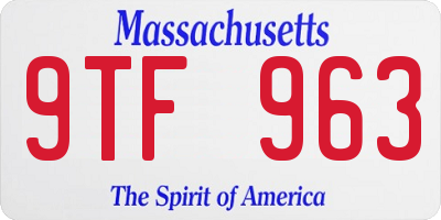 MA license plate 9TF963